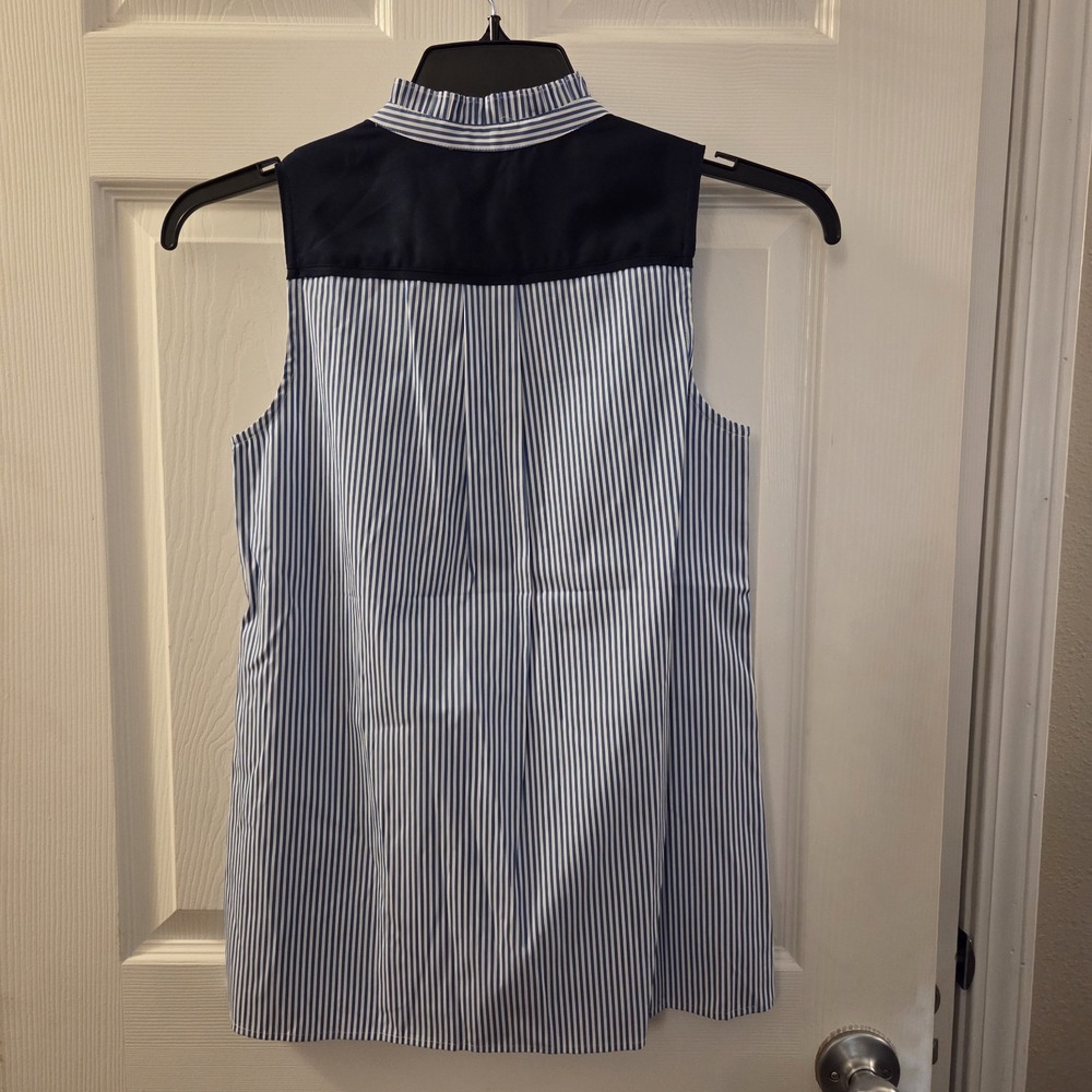 J. Crew sz 2P striped sleeveless tunic top NWT‎ pleats ruffles casual preppy - Picture 6 of 14
